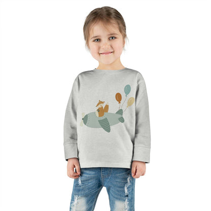 Kids Long Sleeve Cotton Tee Fox Airplane Balloons, Toddler Tops, Kids Tees, Kids Tops, Kids Clothing, Made in the USA