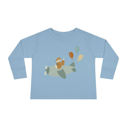 Kids Long Sleeve Cotton Tee Fox Airplane Balloons, Toddler Tops, Kids Tees, Kids Tops, Kids Clothing, Made in the USA