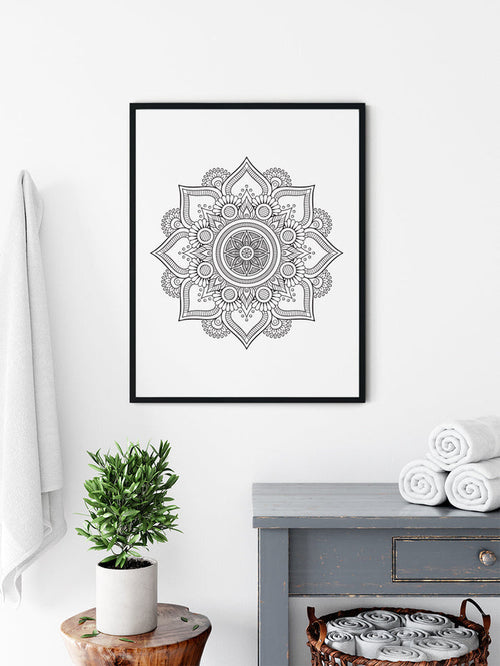 Mandala Wall Art Print Black White, Modern Minimalist Contemporary Wall Decor & Accessories, Made in the USA | Pippa + June