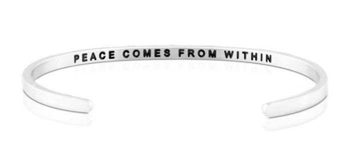 MANTRABAND BRACELET/CUFF Mantraband Cuff Stainless Steel / Peace comes from within