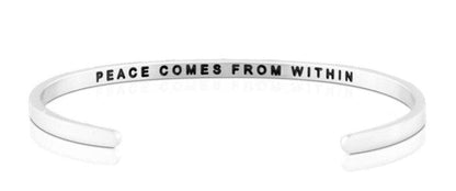 MANTRABAND BRACELET/CUFF Mantraband Cuff Stainless Steel / Peace comes from within