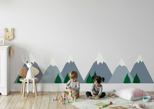 Kids Wall Decals Mountain Woodland Scene, Vinyl Wall Decals, Kids Wall Stickers, Kids Wall Decor, Kids Bedroom Decor, Kids Wall Mural, Nursery Wall Decor, Kids Bedroom Decor, Made in Canada | Pippa + June