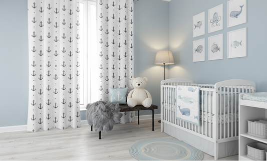 Boys Blackout Curtain Panels Nautical Anchors, Boys Bedroom Window Curtains, Boys Window Panels, Boys Window Coverings, Boys Bedroom Curtains, Boys Nursery Curtains, Made in the USA | Pippa + June