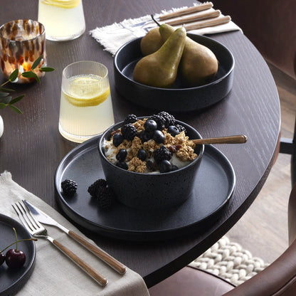 Nori Stoneware Set of 4 Dinner Plates - Black - DUSK