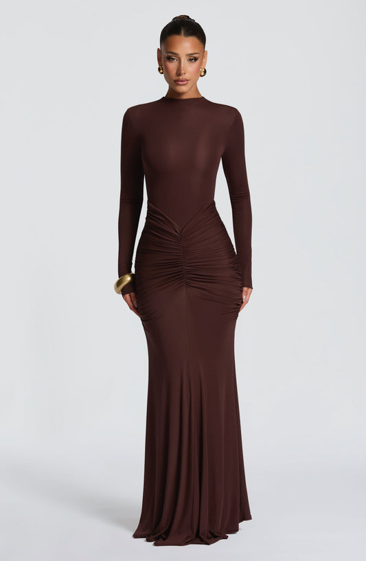 Oriane Maxi Dress - Plum Brown