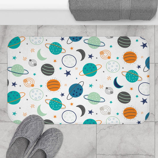 Boys Bath Mat Outer Space Planets, Boys Bathroom Decor, Toddler Bathroom | Pippa + June