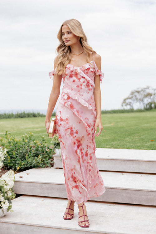 Alexia Off Shoulder Maxi Dress - Pink Floral