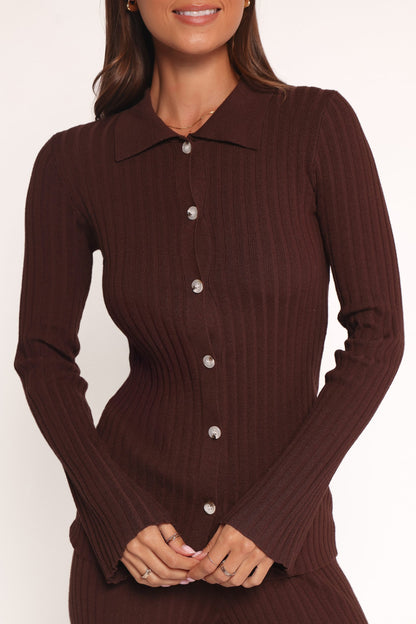 Aylia Ribbed Knit Set - Chocolate