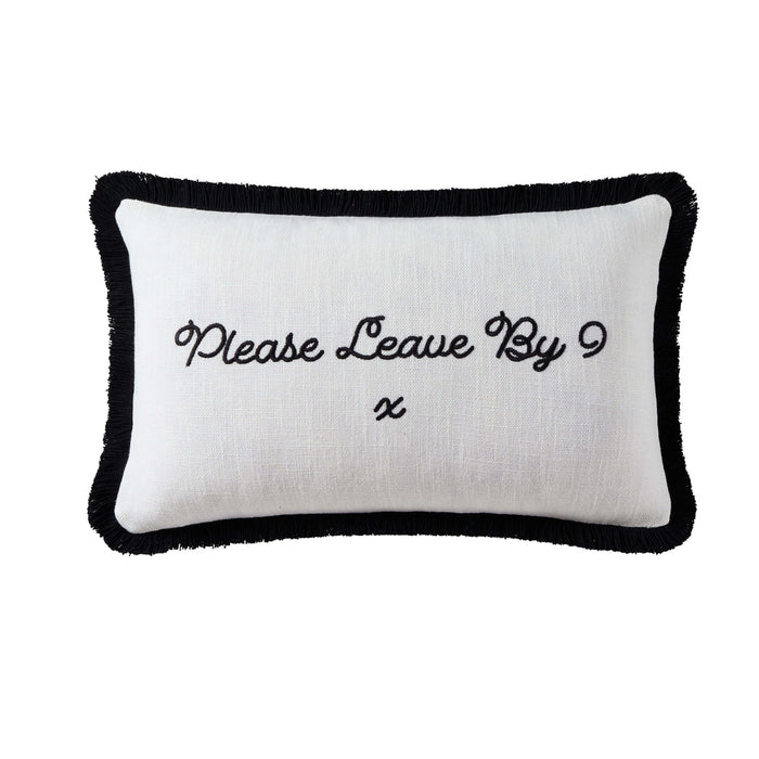 Please Leave By 9 Tufted Sofa Cushion Cover - Natural/ Black - DUSK