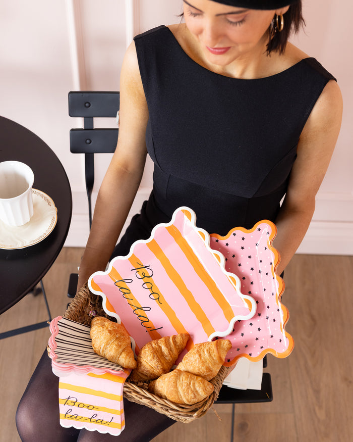 Presale: PINK & ORANGE BOO LA LA PAPER PLATE