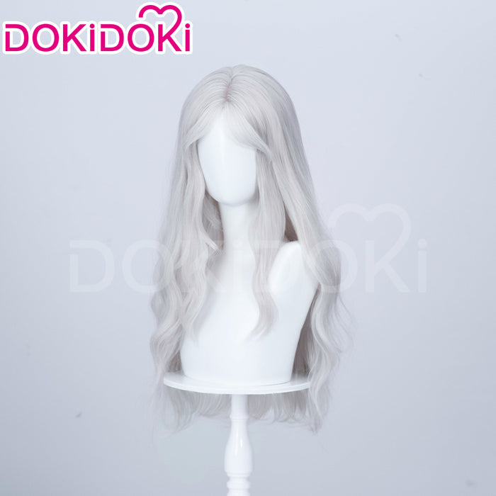 【Ready For Ship】DokiDoki Game Cosplay Wig Long Curly Silver Hair