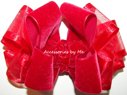 Red Velvet Organza Hair Bow