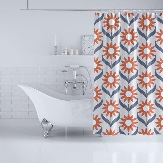 Retro Floral Shower Curtain, Modern Minimalist Shower Curtain, Pippa + June