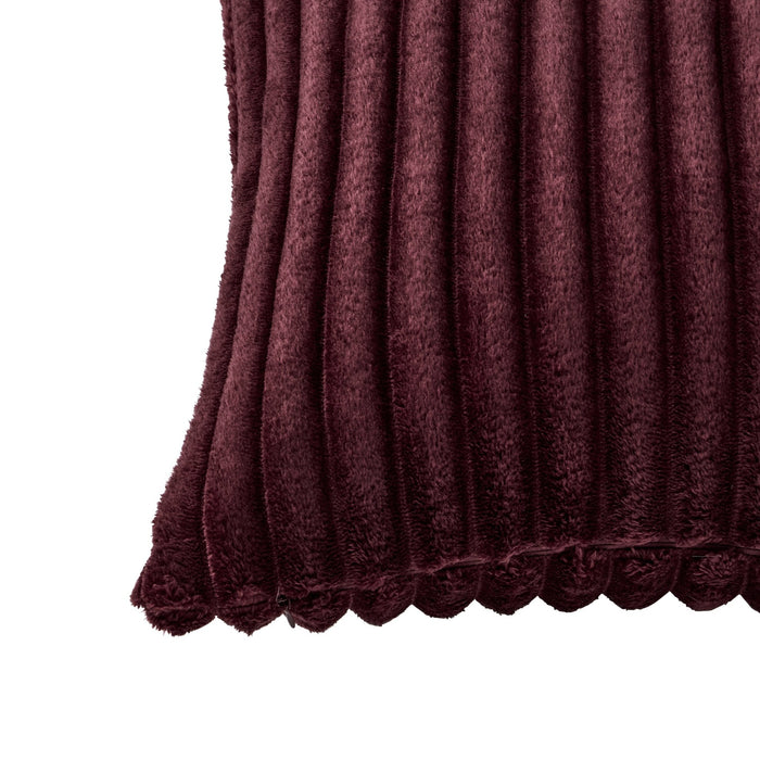 Ribbed Flannel Faux Fur Sofa Cushion Cover - Aubergine - DUSK