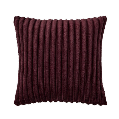Ribbed Flannel Faux Fur Sofa Cushion Cover - Aubergine - DUSK