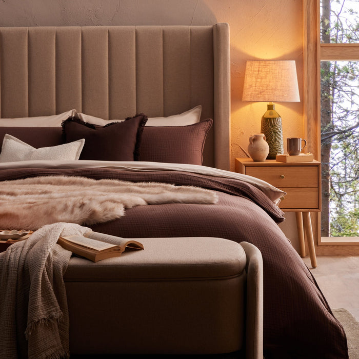 Santorini Muslin Duvet Cover & Pillowcase Set - Mocha - DUSK
