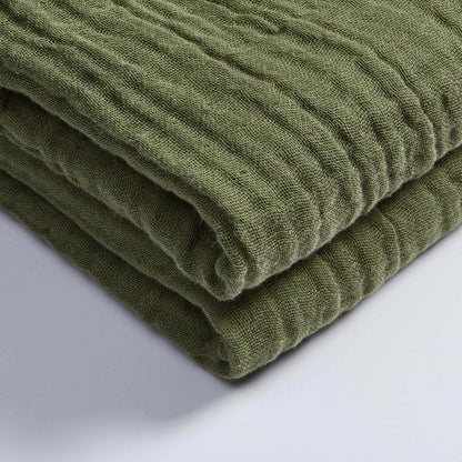 Savannah Four Layer Tufted Muslin Throw - Olive Green - DUSK