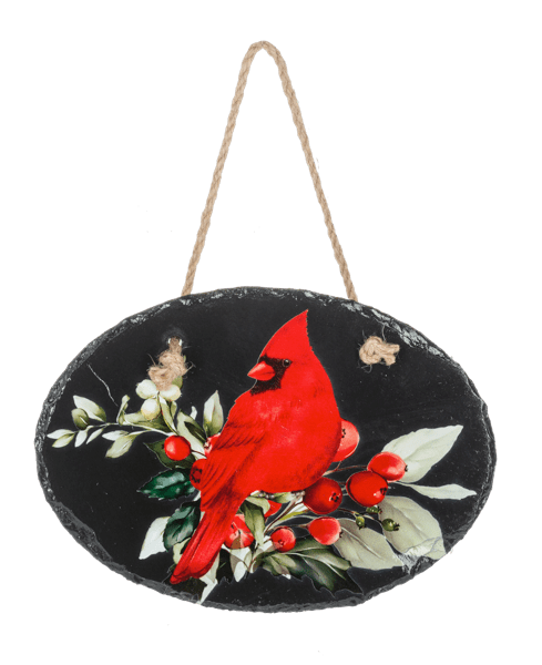Slate Cardinal Hanging Ganz Wall art Bird Center Facing Left