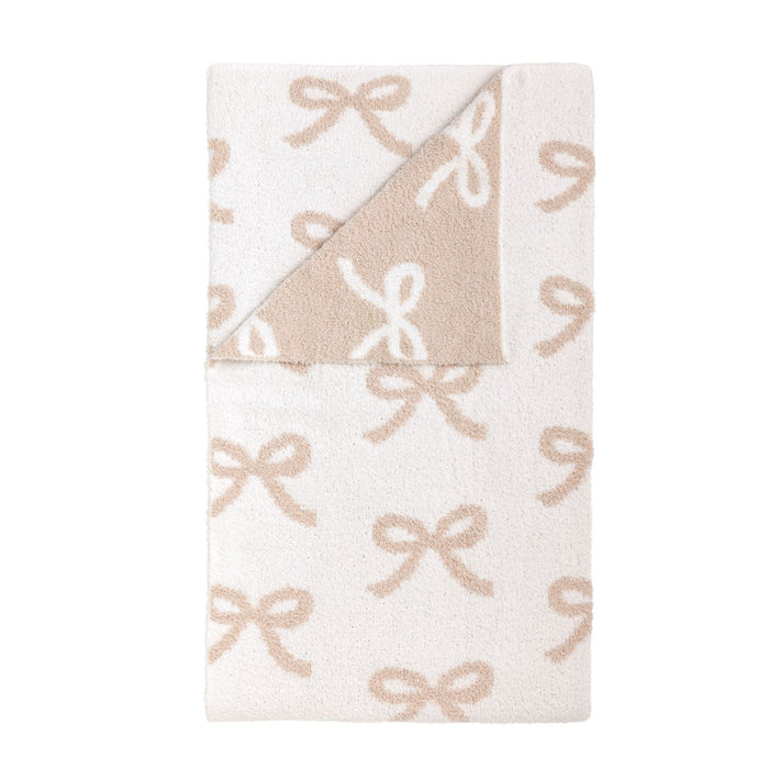 Taupe Chenille Bow Blanket