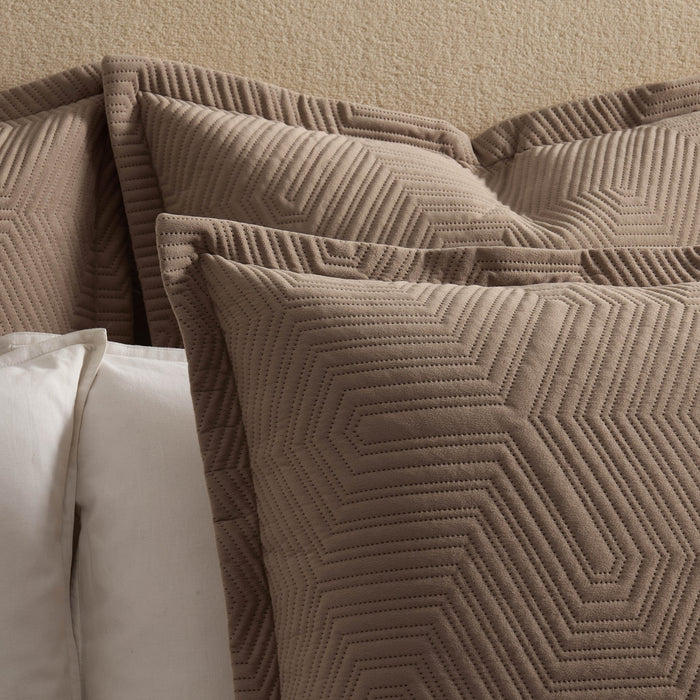 Torino Velvet Geometric Pinsonic Cushion Cover - Taupe - DUSK