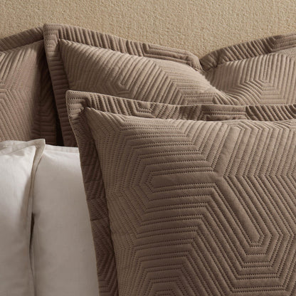 Torino Velvet Geometric Pinsonic Cushion Cover - Taupe - DUSK