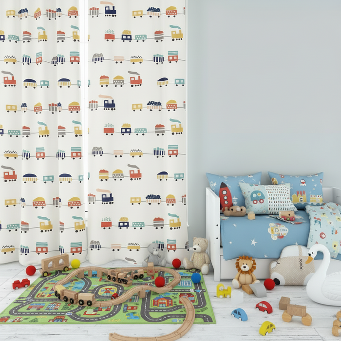 Boys Blackout Curtain Panels Transport Train, Boys Bedroom Window Curtains, Boys Window Panels, Boys Window Coverings, Boys Bedroom Curtains, Boys Nursery Curtains Made in the USA | Pippa + June