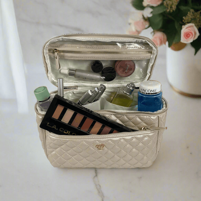 Train Case - Pearl Quilted PurseN Makeup Bag