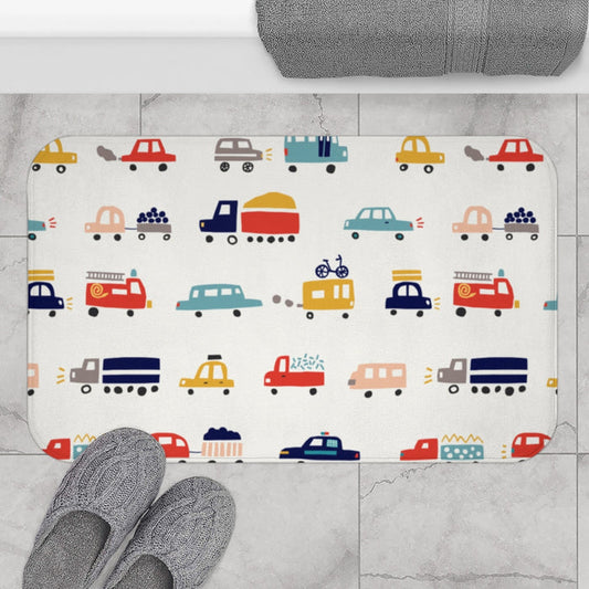 Boys Bath Mat Cars Trucks, Boys Bath Decor & Accessories, Toddler Bath | Pippa + June
