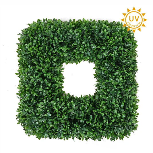 UV-Resistant Artificial Boxwood Wreath (Square, 20")