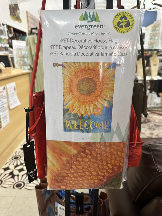 Welcome Sunflower House Flag Suede Plow & Hearth Garden Flag